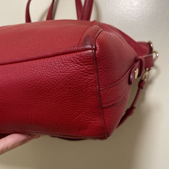 Coach Prairie True Red Pebbled Leather Convertible Chain Satchel Gold - Picture 12 of 16